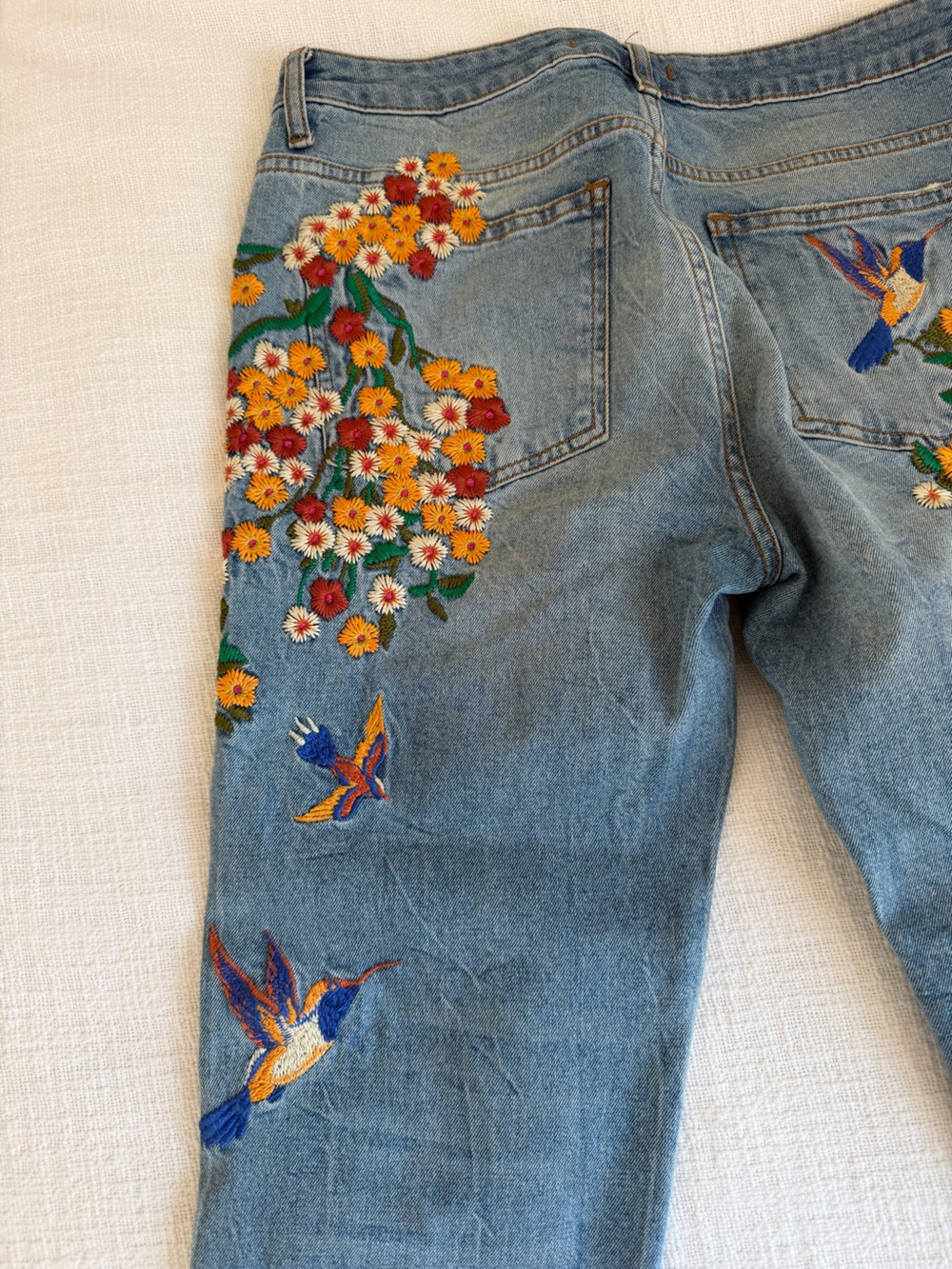 Free People Light Blue Skinny Jeans with Floral Embroidery - Picture 7 of 7